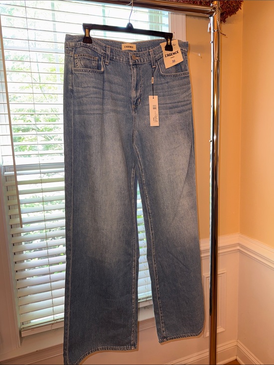 L'AGENCE Denim - L'AGENCE Medium Blue Wide Leg Jeans